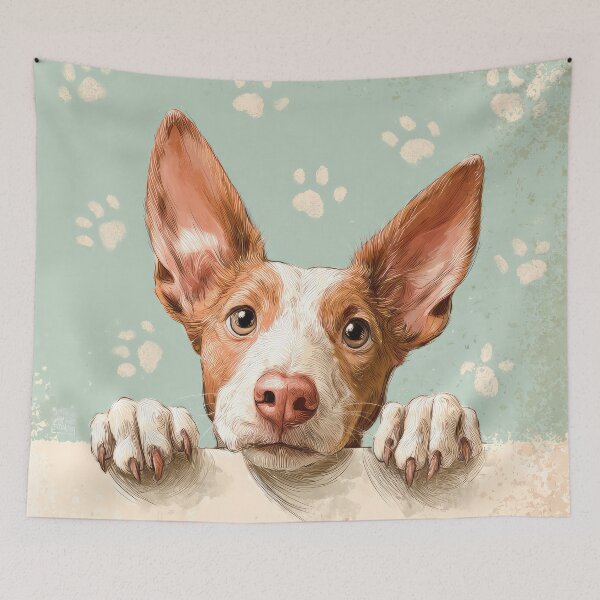 Item preview, Portuguese Podengo Peeking over Wall 01 designed and sold by Elisabeth Lucas.