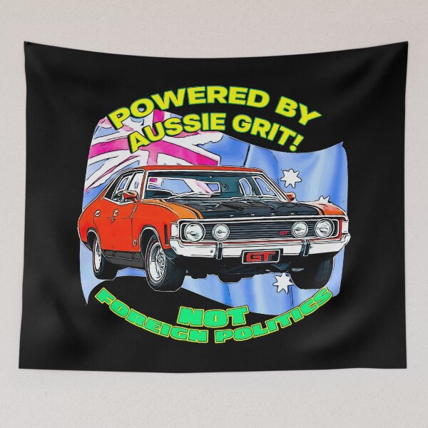 Item preview, Powered by Aussie Grit – XA Falcon GT Classic Car Cartoon Design designed and sold by Michael van der Hoorn.