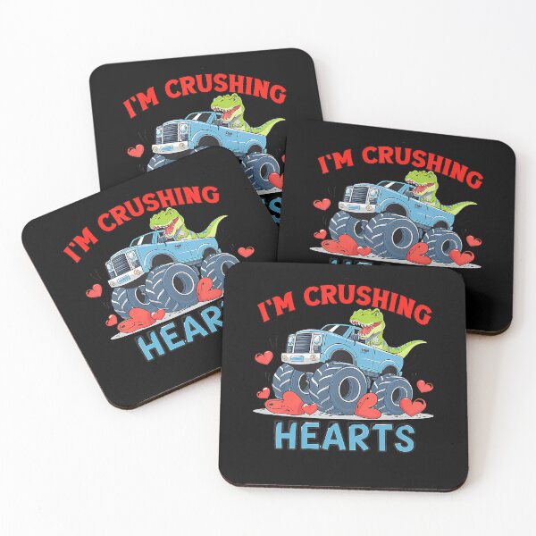Item preview, Hearts Crusher Monster Truck Crushing A Red Heart Valentine designed and sold by EarlineRenee.