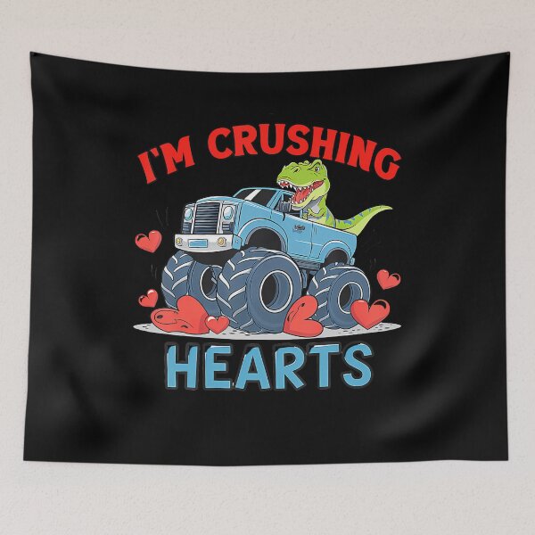 Item preview, Hearts Crusher Monster Truck Crushing A Red Heart Valentine designed and sold by EarlineRenee.