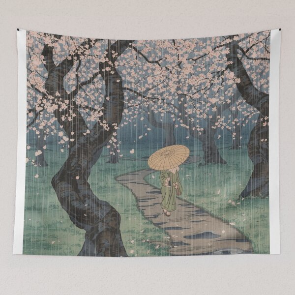 Item preview, Stormy Blossom Downpour – Dramatic Ukiyo-e Plum Grove in Spring Rain designed and sold by Vandy Fullam.