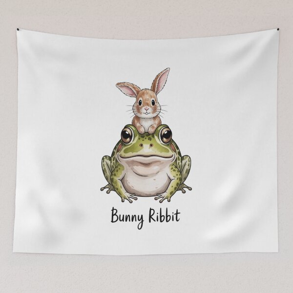 Item preview, Bunny Rabbit On A Frog Cottagecore Pastel Watercolor Animal designed and sold by Moxizz.