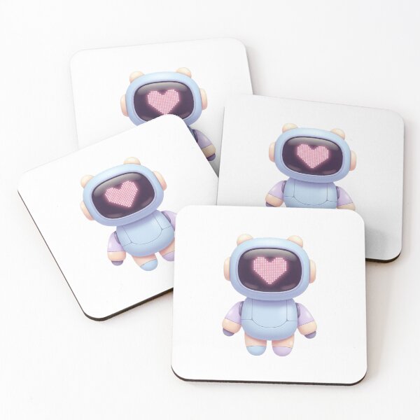 Item preview, Kawaii Robot with a Pixelated Heart – Cute Pastel Love Bot designed and sold by Serge-Design.