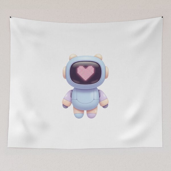 Item preview, Kawaii Robot with a Pixelated Heart – Cute Pastel Love Bot designed and sold by Serge-Design.