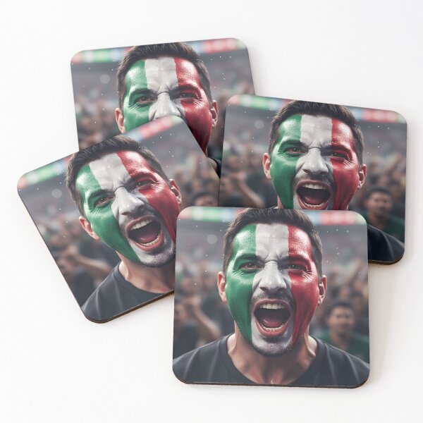 Item preview, Fervent Italian Soccer Fan with Flag Face Paint Cheering designed and sold by homydesign.