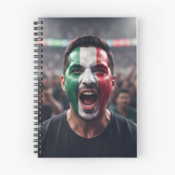 Item preview, Fervent Italian Soccer Fan with Flag Face Paint Cheering designed and sold by homydesign.