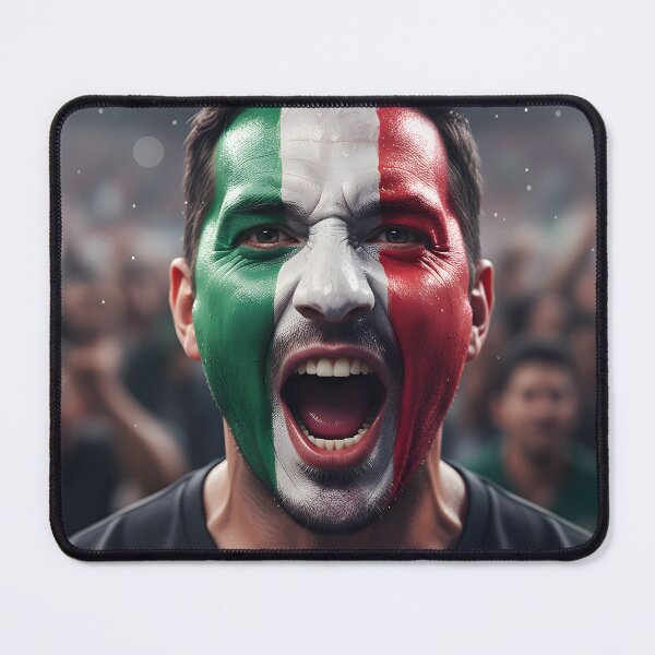 Item preview, Fervent Italian Soccer Fan with Flag Face Paint Cheering designed and sold by homydesign.