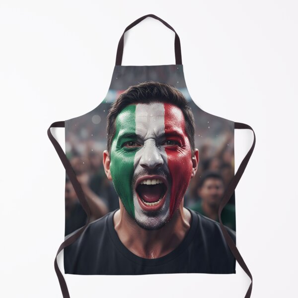 Item preview, Fervent Italian Soccer Fan with Flag Face Paint Cheering designed and sold by homydesign.