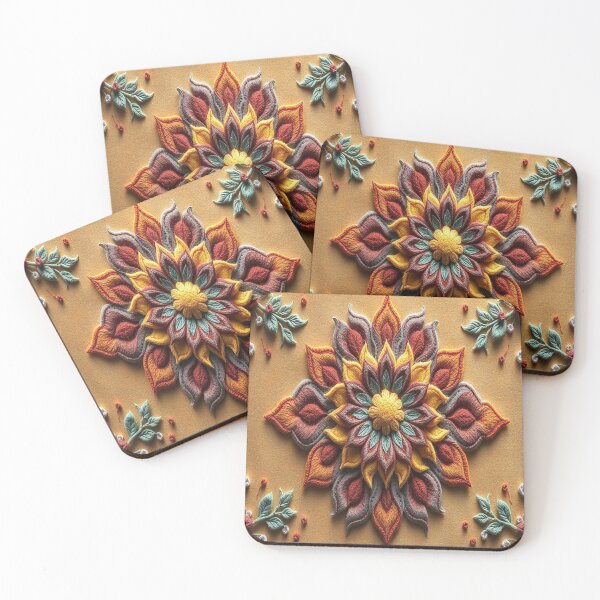 Item preview, Felted Botanical Mandala | Textured Floral Art | Soft Felt Aesthetic designed and sold by MusicSoulMystics.