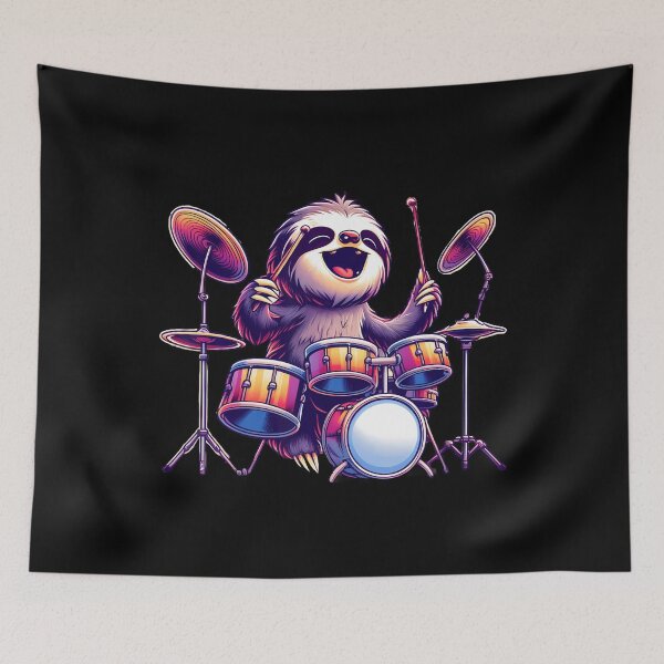 Item preview, Cute Sloth Playing Drums Sloths Drummer Music designed and sold by MarionCharleen.