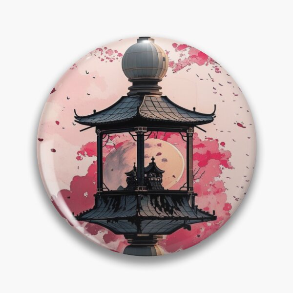 Item preview, Floating Japanese Lantern: Pink Cherry Blossoms and Clouds, Lo-fi Anime Aesthetic Vertical Landscape Illustration designed and sold by HimBoo.