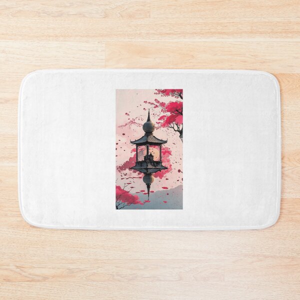 Item preview, Floating Japanese Lantern: Pink Cherry Blossoms and Clouds, Lo-fi Anime Aesthetic Vertical Landscape Illustration designed and sold by HimBoo.