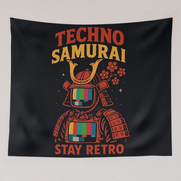 Item preview, Stay Retro TV Samurai - Vintage 90s Cyberpunk Aesthetic designed and sold by Teeseas Wave.
