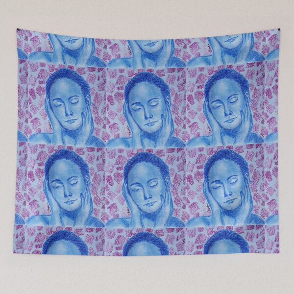 Item preview, Beautiful woman in blue designed and sold by tintingouw.