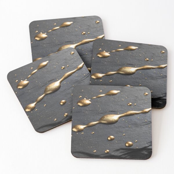 Item preview, Abstract golden liquid drops on a dark slate background designed and sold by homydesign.