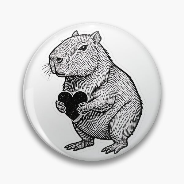 Item preview, Rustic Linocut Capybara Love Token designed and sold by HelixPedia.