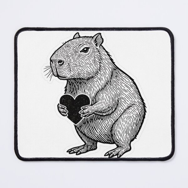 Item preview, Rustic Linocut Capybara Love Token designed and sold by HelixPedia.