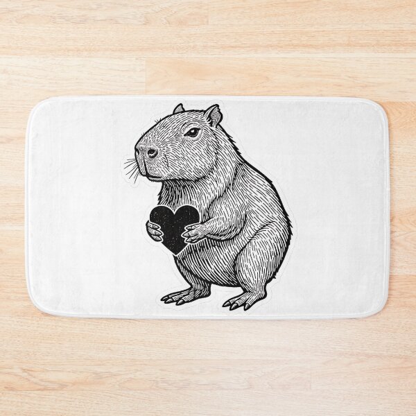 Item preview, Rustic Linocut Capybara Love Token designed and sold by HelixPedia.
