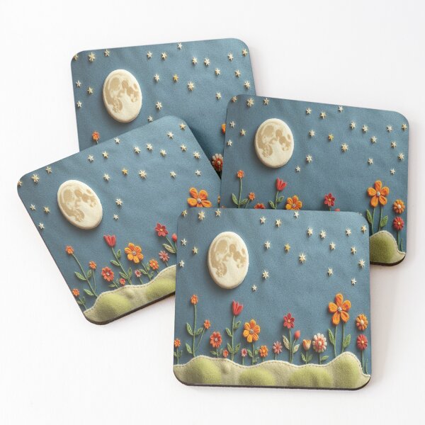 Item preview, Felted Celestial Herb Garden | Night Sky Floral Art | Soft Felt Aesthetic designed and sold by MusicSoulMystics.