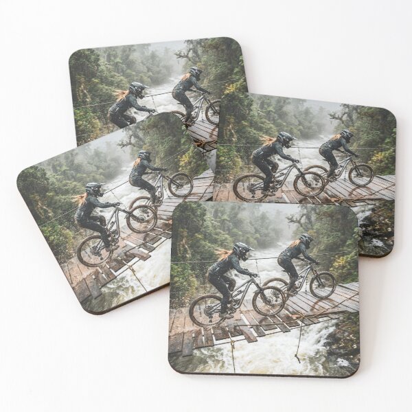 Item preview, Female MTB Riders Racing Over Dangerous Jungle Bridge – Epic Jungle Adrenaline Scene. designed and sold by Hinson MTB Visuals.