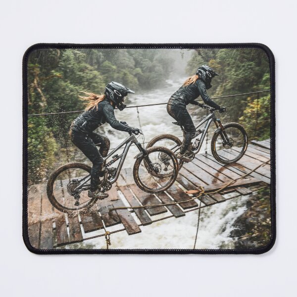 Item preview, Female MTB Riders Racing Over Dangerous Jungle Bridge – Epic Jungle Adrenaline Scene. designed and sold by Hinson MTB Visuals.