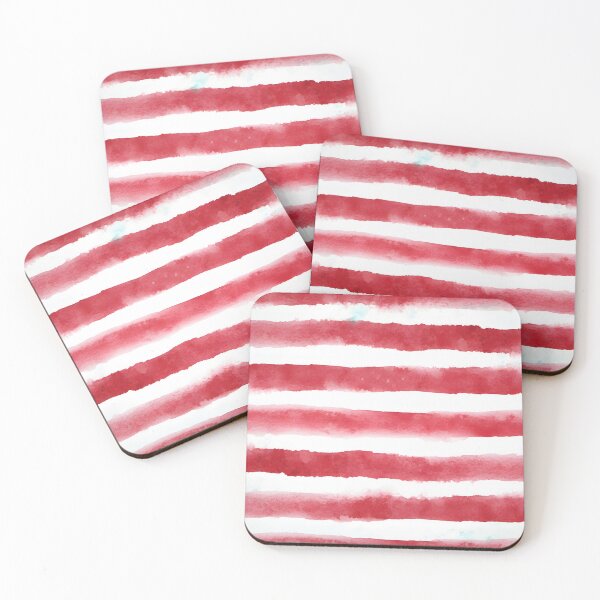 Item preview, Hand Painted Red Watercolor Stripes on White Background designed and sold by homydesign.