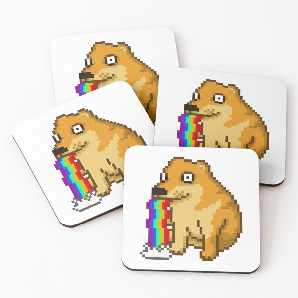 Item preview, Dog vomiting a rainbow, pixel art meme designed and sold by Judith RS.
