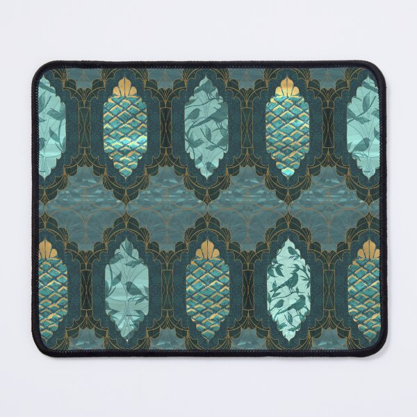 Item preview, Teal and Gold Nouveau Pineapples Birds and Botanicals designed and sold by the-coin-jar-co.