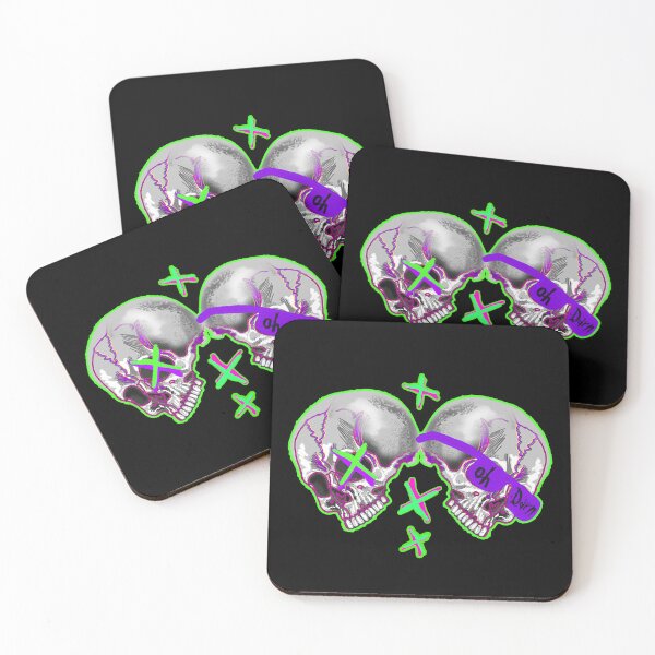 Item preview, Cool Skull Guys with purple shades - original digital illustrated art designed and sold by NonDecafArt.