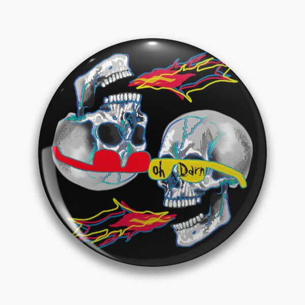 Item preview, Oh Darn series - Dueling fire breathing skulls - original art designed and sold by NonDecafArt.