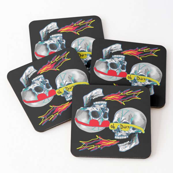 Item preview, Oh Darn series - Dueling fire breathing skulls - original art designed and sold by NonDecafArt.