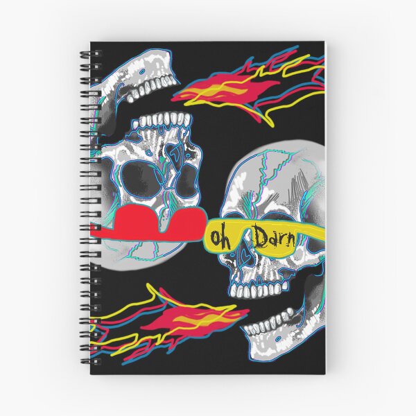 Item preview, Oh Darn series - Dueling fire breathing skulls - original art designed and sold by NonDecafArt.