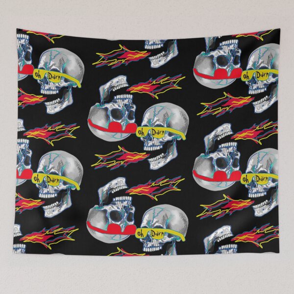 Item preview, Oh Darn series - Dueling fire breathing skulls - original art designed and sold by NonDecafArt.