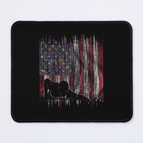 Artikelvorschau, Silhouette eines Billardspielers mit Vintage-USA-Flagge entworfen und verkauft von BeulahJoseph.