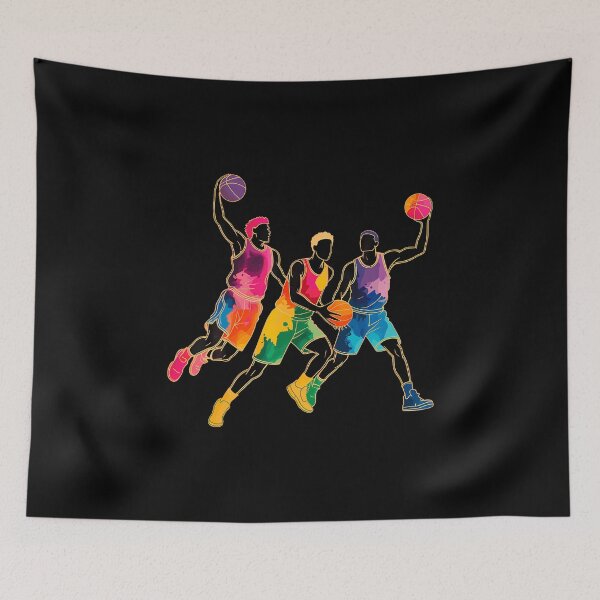 Item preview, Colorful Graffiti Basketball Players Slam Dunk Fan Hoops designed and sold by BeulahJoseph.