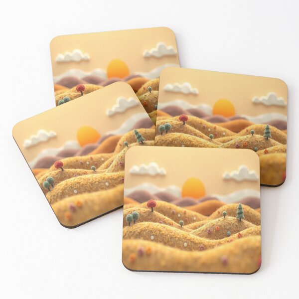 Item preview, Felted Cottage Sunrise Hills | Warm Felt Landscape | Cozy Cottagecore Art designed and sold by MusicSoulMystics.