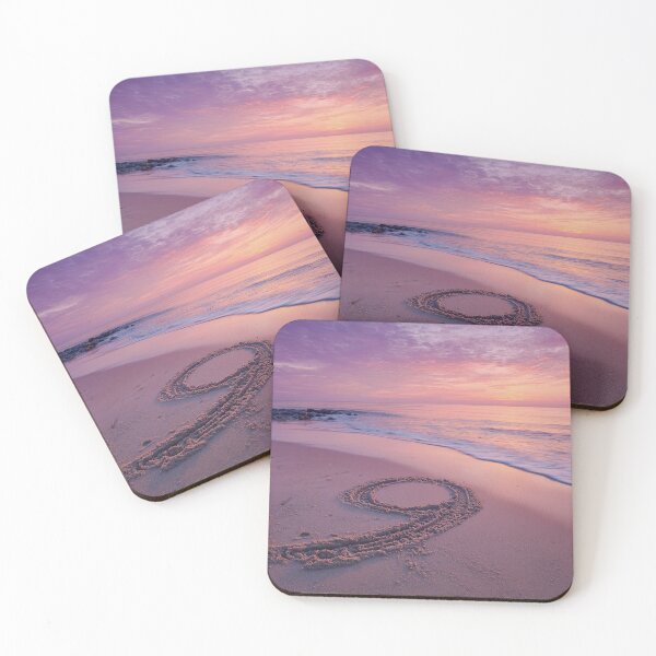 Item preview, Number 9 Sand Drawing Pastel Sunset Beach Art designed and sold by chase-thewave.