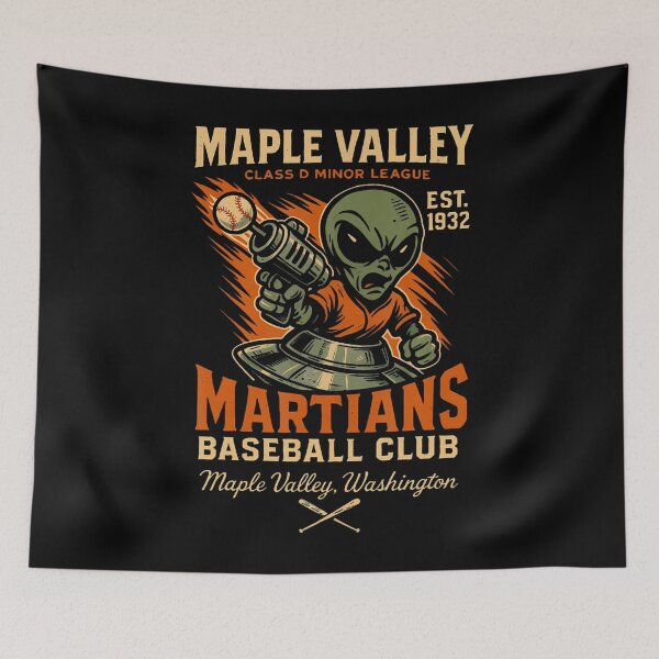 Item preview, Retro Minor League Maple Valley Martians Baseball Club designed and sold by ElizabethVivan.