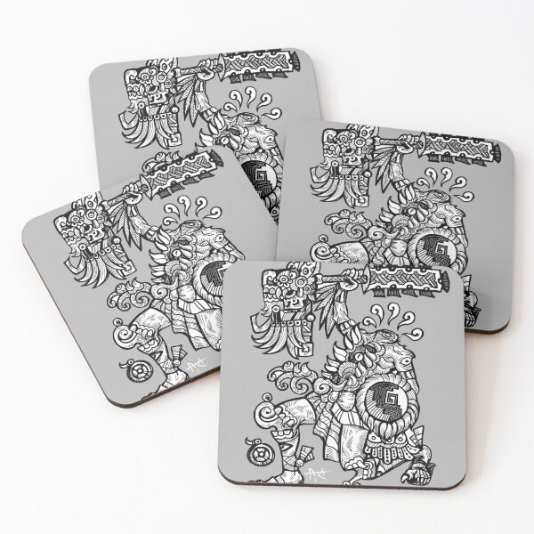 Item preview, Youaltepuztli night axe white background designed and sold by UrielCalavera.