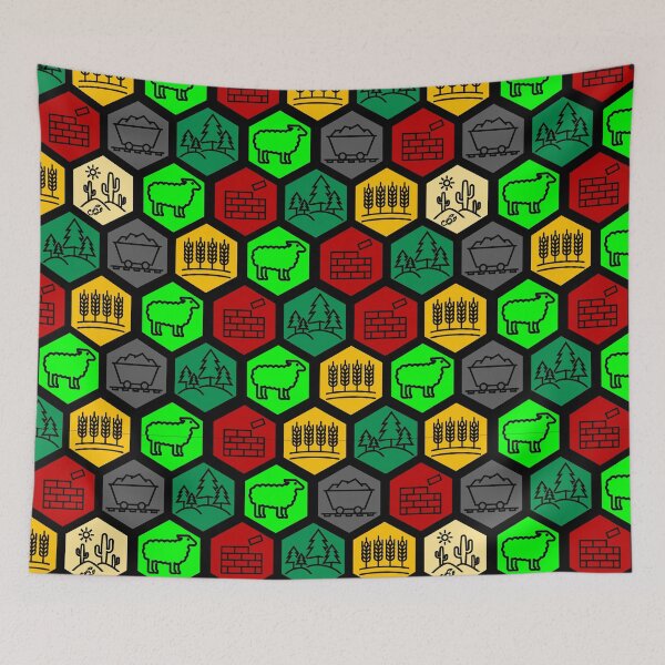 Item preview, Funny Nerdy Wood Sheep Brick Wheat Rock Desert Icons Hex Board Game Player All Over Pattern designed and sold by MathWare MathClips.