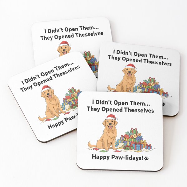 Item preview, “Funny Golden Retriever Christmas – Happy Paw-lidays” designed and sold by Inkspire House.