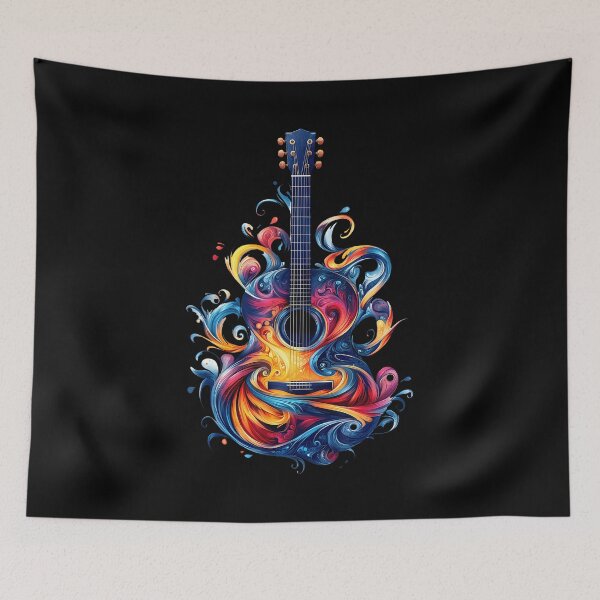 Item preview, Watercolor Guitar Instrument With Splash Guitar designed and sold by FloraVenita.