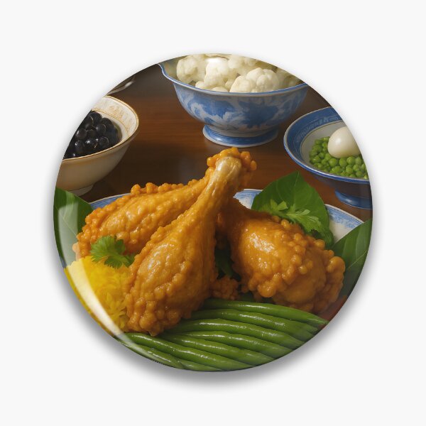 Item preview, Crispy Fried Chicken Drumsticks with Colorful Side Dishes designed and sold by supakor.