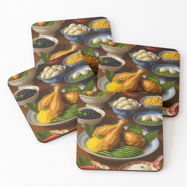 Item preview, Crispy Fried Chicken Drumsticks with Colorful Side Dishes designed and sold by supakor.