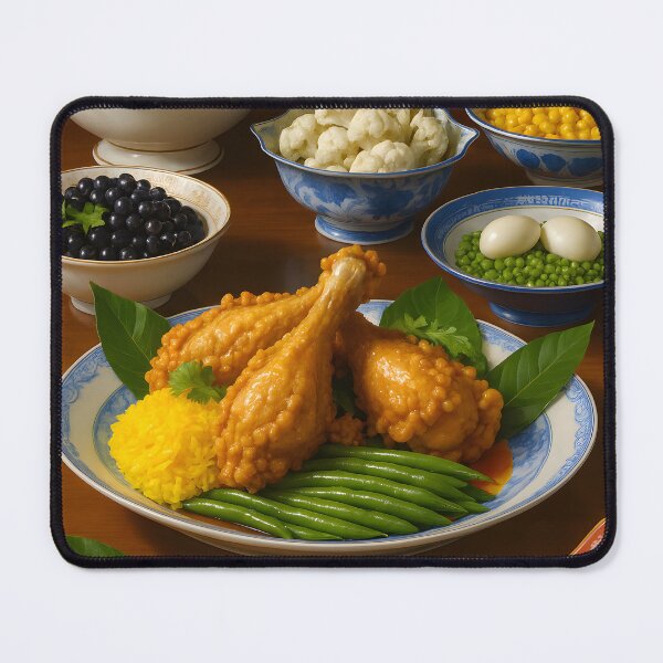 Item preview, Crispy Fried Chicken Drumsticks with Colorful Side Dishes designed and sold by supakor.
