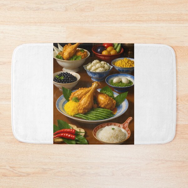 Item preview, Crispy Fried Chicken Drumsticks with Colorful Side Dishes designed and sold by supakor.