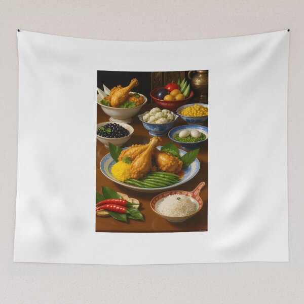 Item preview, Crispy Fried Chicken Drumsticks with Colorful Side Dishes designed and sold by supakor.