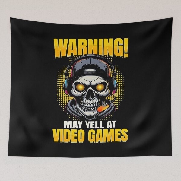 Item preview, Warning May Yell At Video Games Funny Skeleton Gamer designed and sold by FloraVenita.