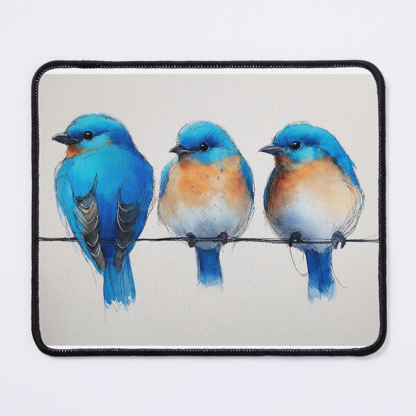 Item preview, Three Vibrant Bluebirds designed and sold by laurashawart.