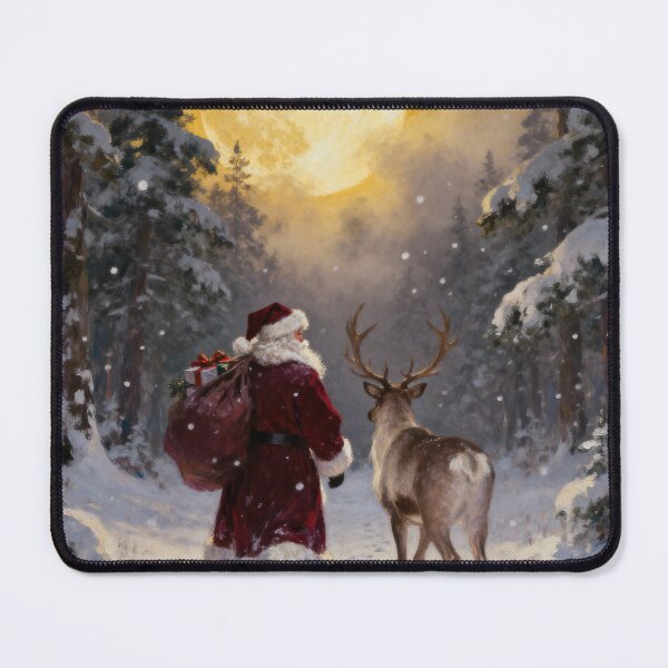 Item preview, Santa & Deer Under the Winter Moon – Cozy Christmas Wall Art designed and sold by AMPrintsArt.